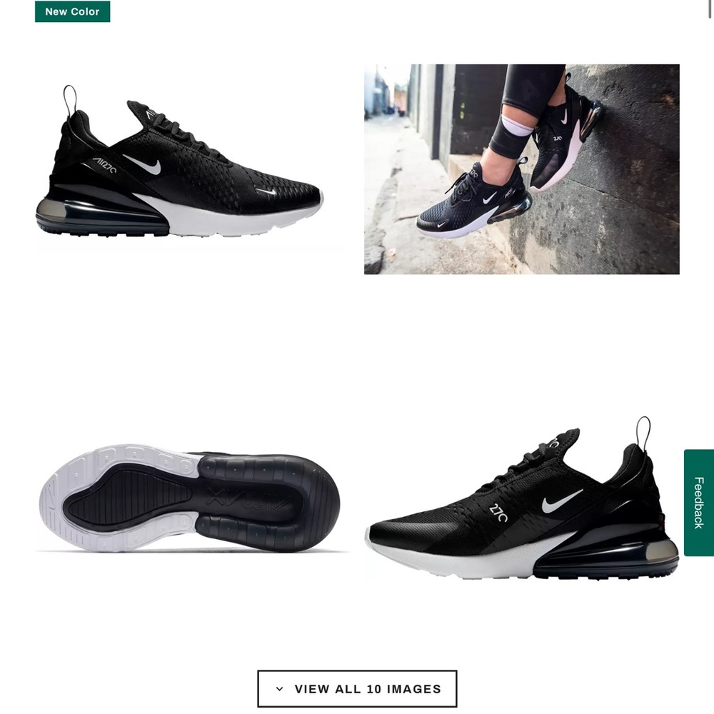 Nike Black and White Athletic Shoes with Air Max Technology